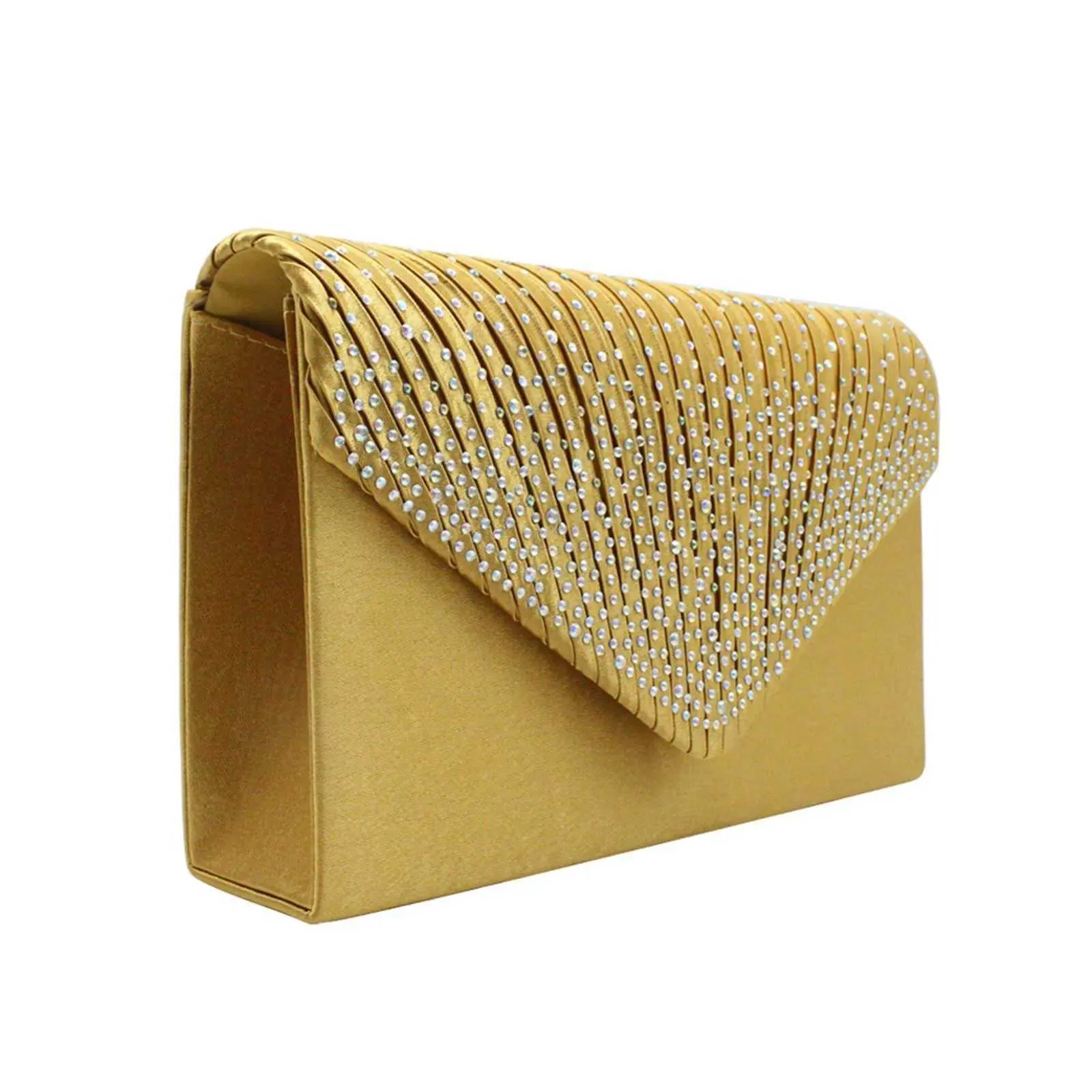 Womens fashionable and elegant clutch trend satin rhie shoulder thin chain party banquet dress matching evening bag_voghion.com