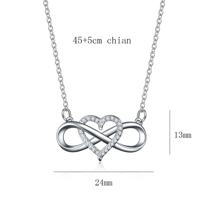 Romantische Mode Silber Gold Farbe Unendlichkeit Für Immer Liebe cz Glück Herz Anhänger Halskette für Frauen Geschenk Schmuck_voghion.com