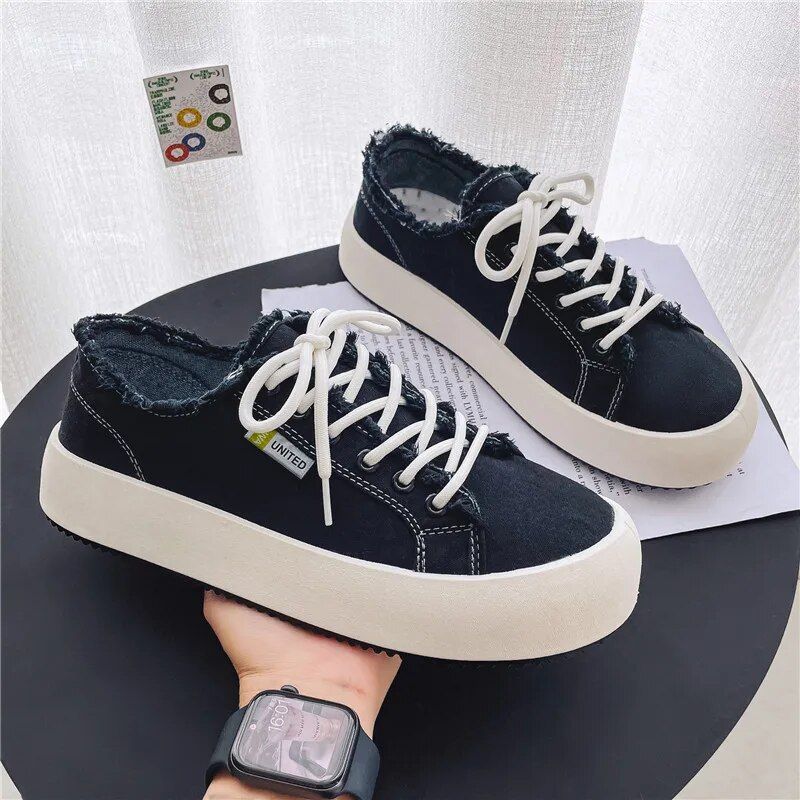 Baskets plateforme en toile pour homme baskets chunky blanches_voghion.com