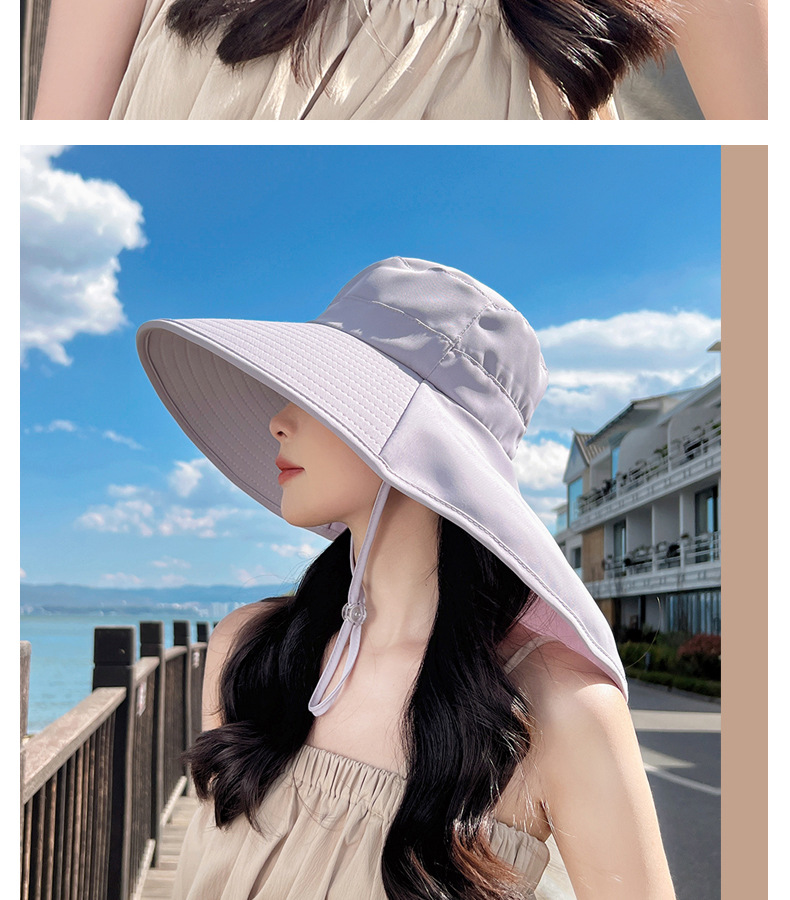 Cappello estivo da esterno con protezione solare e foro per coda di cavallo, versione coreana del cappello da pescatore a scialle a tesa larga alla moda per bambini_voghion.com