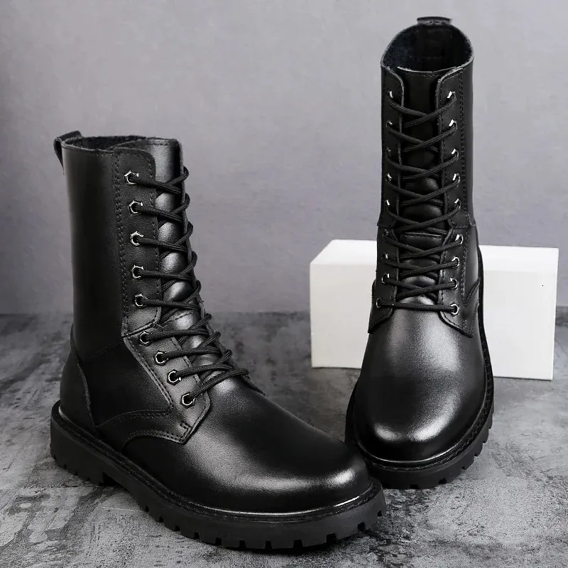 Winter Leather Boots For Men Waterproof Snow And Combat Boots_voghion.com