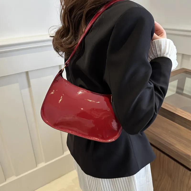 Borsa a tracolla da donna in pelle PU tinta unita retrò, borse alla moda, borse casual hobo e borsette da donna_voghion.com