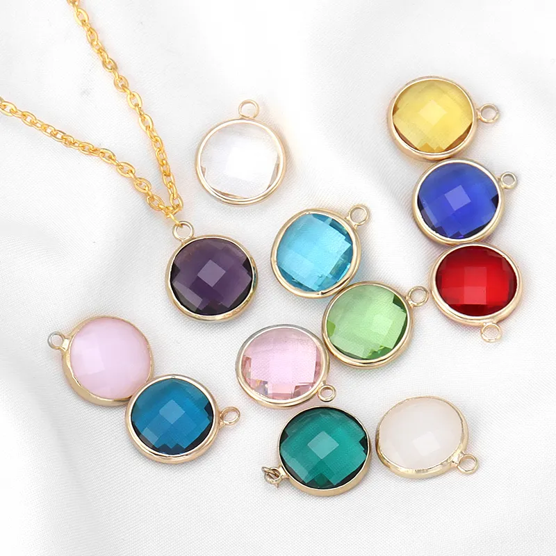 Anhänger Halsketten SAUVOO 10 teile/los Glas Perlen Pendent 6/8/10/12cm Runde Bunte 1 Löcher Verbinden charms Für Halskette_voghion.com