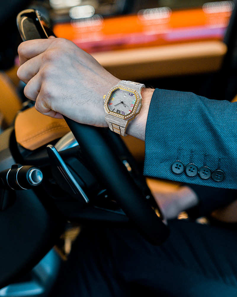 Men's Luxury Hip Hop Diamond Quartz Watch With Gold/Silver/Rose Gold Tone, Date Display, And Stylish Design For Casual & Formal Wear_voghion.com