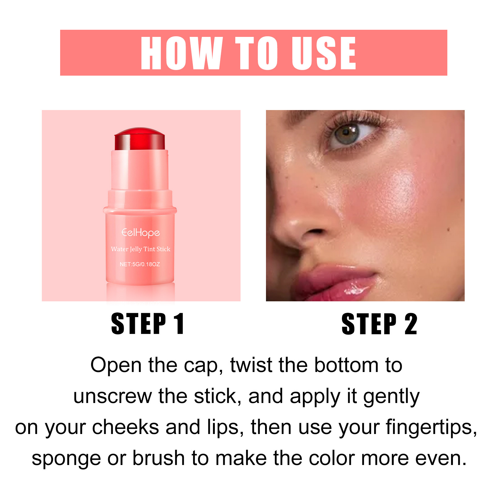 EELHOPE Stick Puder Rouge Aufhellung natürliche dauerhafte matte feuchtigkeitsspendende Lippenfarbe Make-up-Kombination_voghion.com