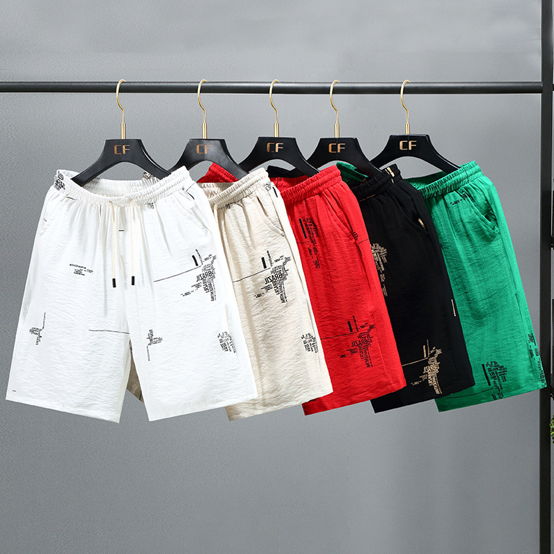 Fat up size 5/4 summer beach casual running sports shorts for men's 5/8 straight leg pants_voghion.com