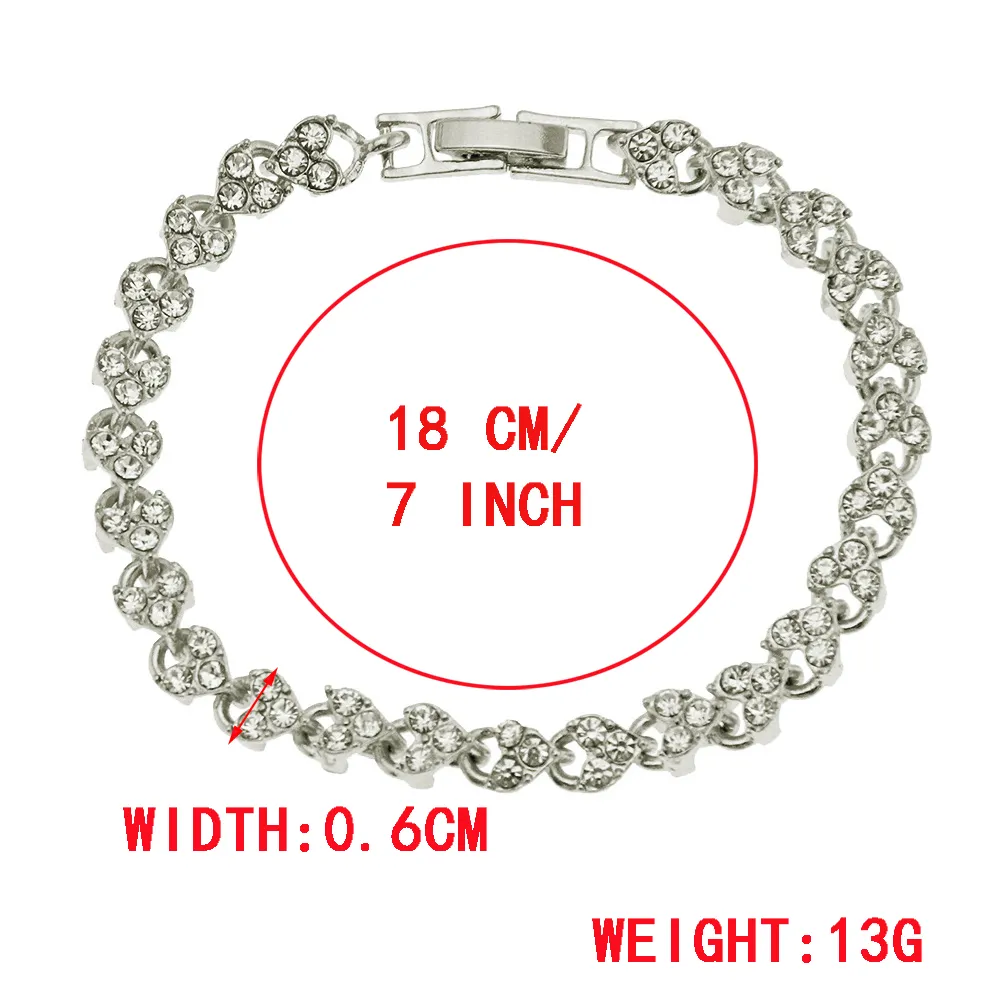 Rhinestone Heart Charm Bracelet With Gold And Silver Chain Style_voghion.com