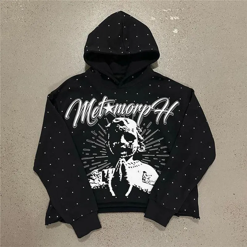 Rhinestone Hoodies Women Gothic Black Pullover Oversized Sweatshirts Female Retro Haruku Hooded Jacket Y2K Streetwear_voghion.com