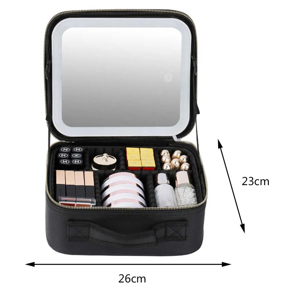 Make Up Pouch With Mirror Travel Makeup Bags Portable Large Capacity Fashi Simple PU Leather Casual For Weekend_voghion.com
