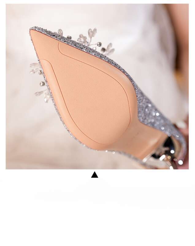 Casual Wedding High Shallow Mouth, Fine Heels, Sequins, Glitter Rhinestones, Women's Shoes_voghion.com