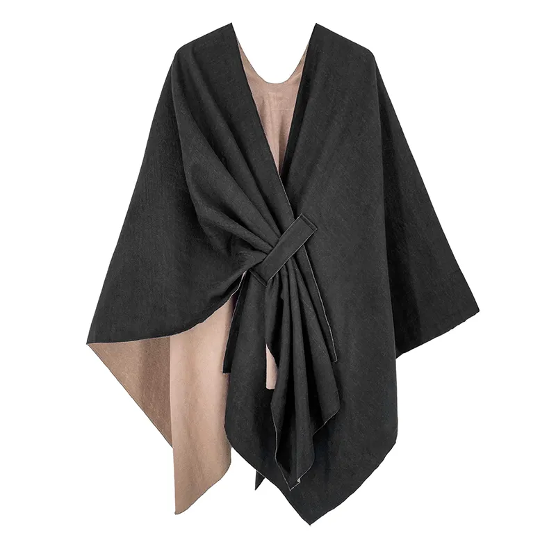 Sciarpe da donna, poncho, scialle caldo invernale, double face, sciarpa spessa da donna, mantello in cashmere e pashmina_voghion.com