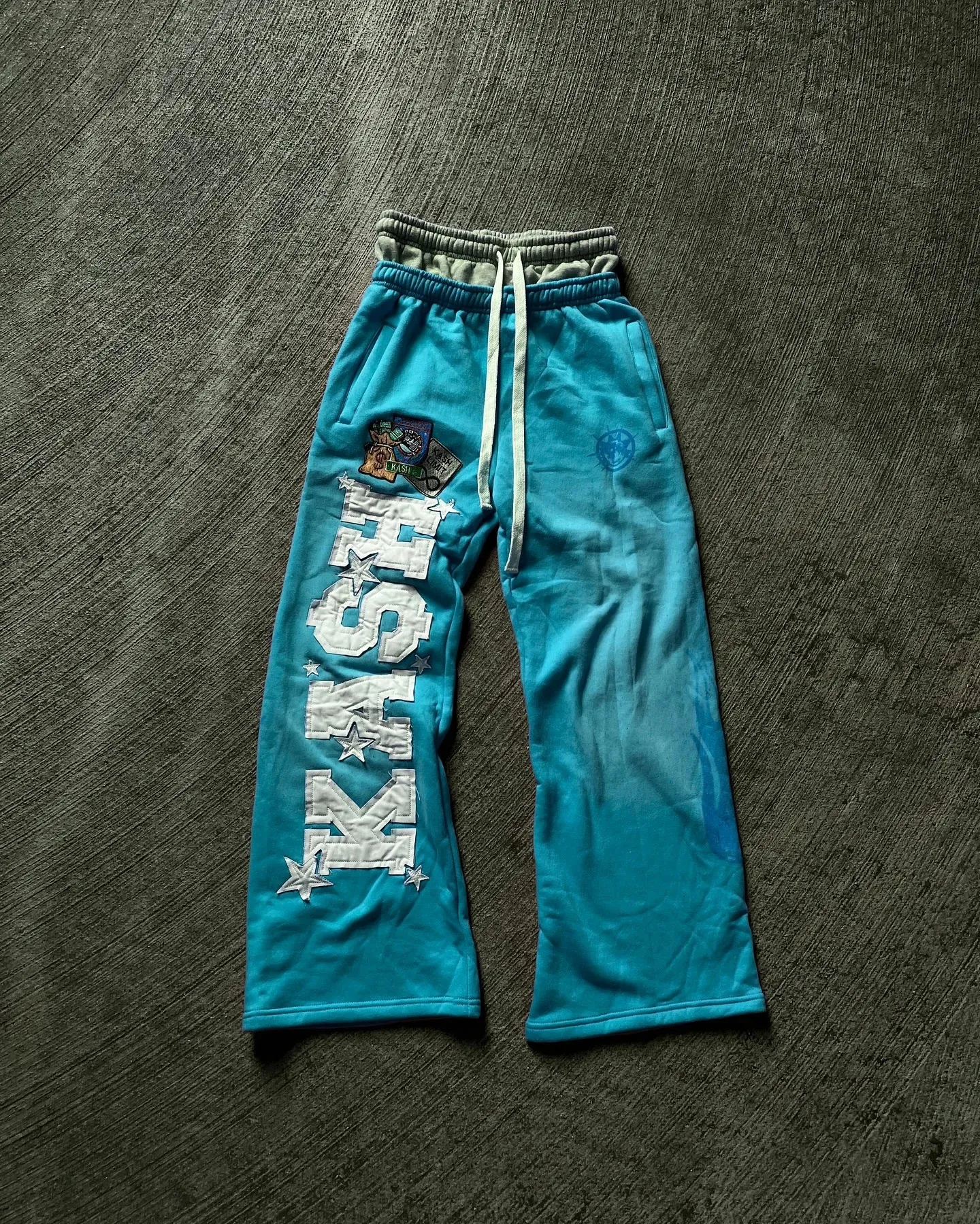 Vintage Red Double-layer Sports Y2K Mens Hip-hop Letter Patch Embroidered Loose Casual Elastic Waist Jogging Pants_voghion.com