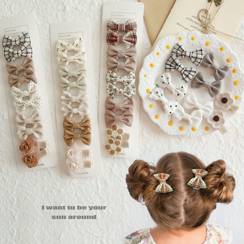 10Pcs/Lot Children's Girl Hairpins Cute Headwear Hair Accessories Bow for Babys Scrunchie Hair Clips Kids Barrettes Headwear