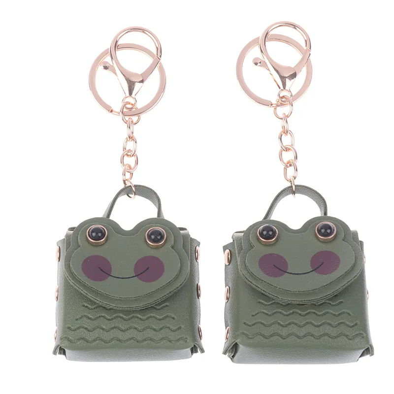 Creative Leather Frog Coin Purse Car Key Chain Pendant Bluetooth Headset Cute Keychain Mini Storage Bag_voghion.com