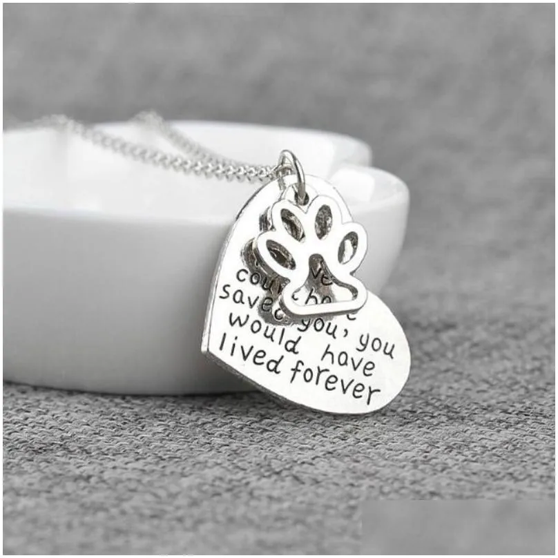 Collana con impronte di zampe di cane, ciondolo a forma di cuore, regalo di simpatia per animali domestici, consegna a domicilio, gioielli, collane, penda Dh5Tg_voghion.com