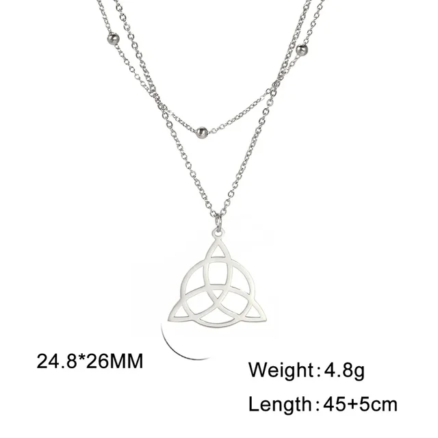 Collana con ciondolo a forma di nodo celtico irlandese vichingo Skyrim alla moda per donne, amuleto, collane a catena Triquetra, gioielli in acciaio inossidabile_voghion.com