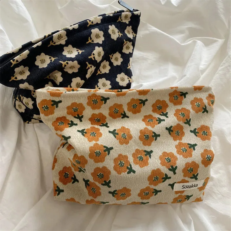 Trousse de toilette en toile imprimée rétro tendance, grande capacité, pour femmes, trousse de voyage pour cosmétiques, sacs de rangement pour maquillage 240815_voghion.com