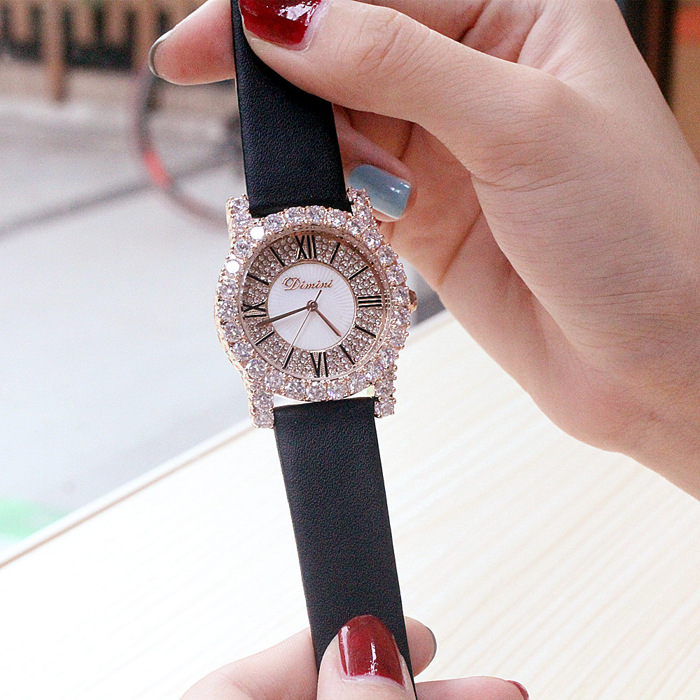 Quality DIMINI Fashion New Women's Watch Zircon Quartz Waterproof True Belt Set with Diamond_voghion.com