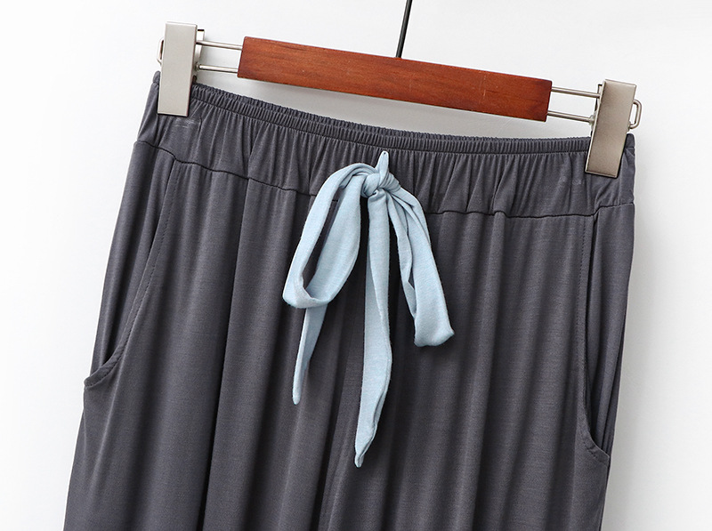 Vêtements pour femmes Pyjamas nouveau printemps et automne modal col rond manches longues ample pantalon large costume de loisirs vêtements de maison deux pièces pour femmes_voghion.com