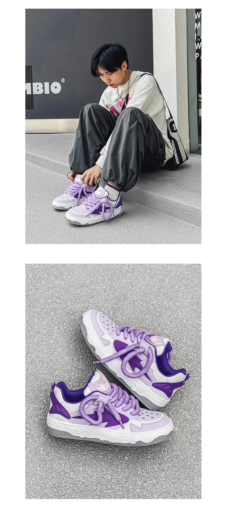 Fashion Purple Mens Skateboard Streetwear Spring Low Top Board Sneakers Man Unisex Trend Shoes Basket Homme 240704_voghion.com