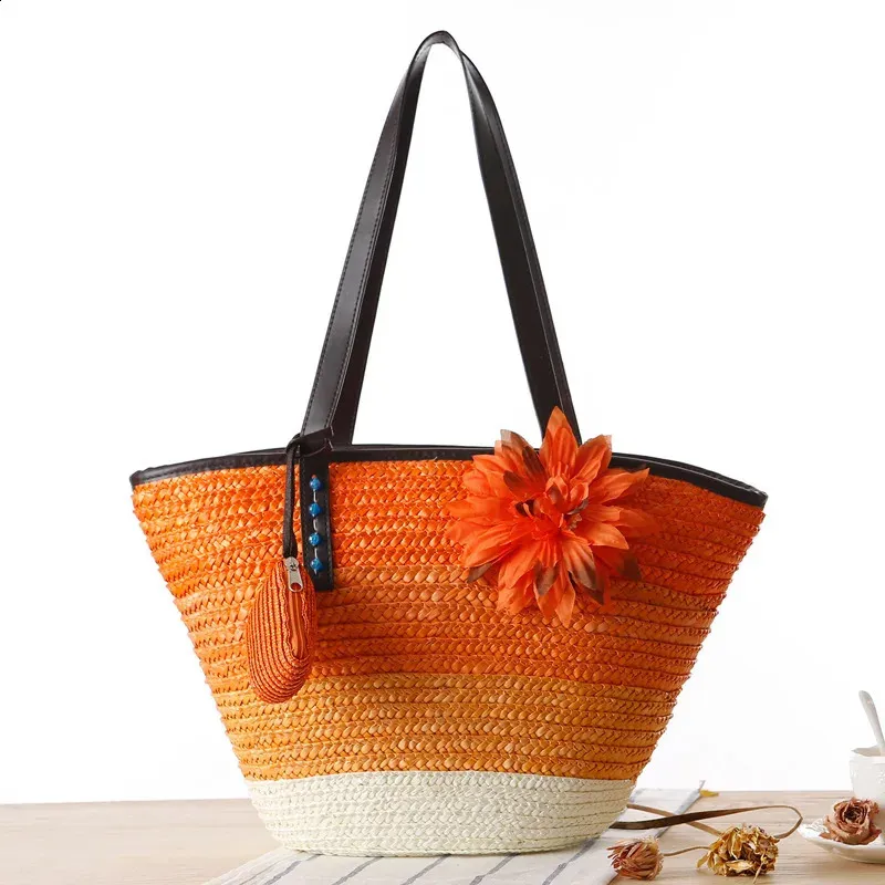 Modische Handgeflochtene Tragetasche Und Schultertasche Aus Stroh_voghion.com