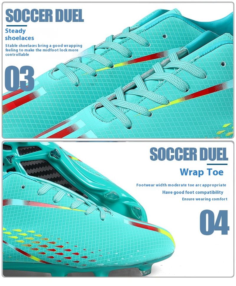 Fußballschuhe Herren und Damen mit langen gebrochn Spikes, professionelle Trainings-Sneakers, Sportschuhe für_voghion.com