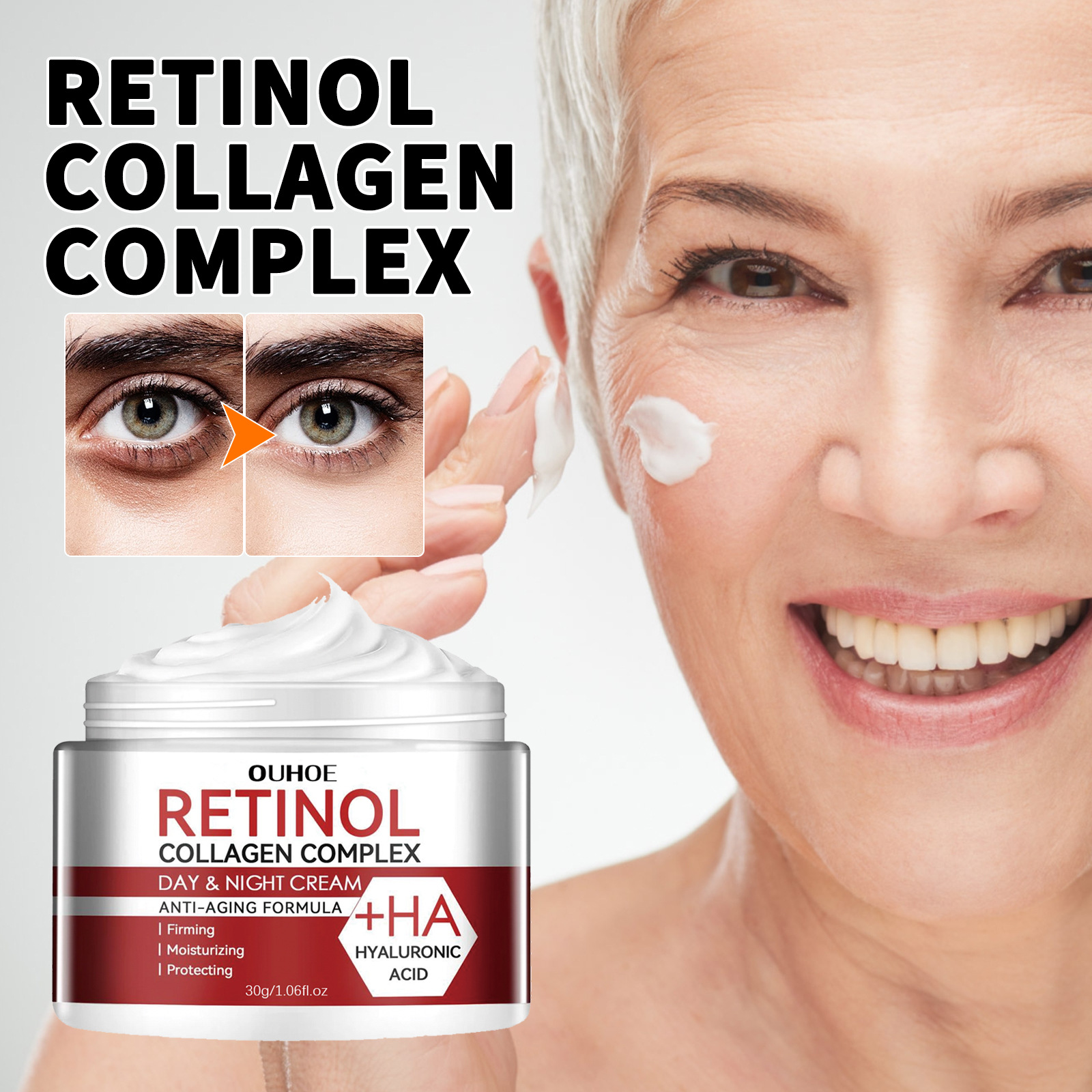 OUHOE Retinol Moisturizing Lightens Fine Lines, Tightens Black Eyes, Moisturizes Pores, wrinkle and Anti aging face_voghion.com