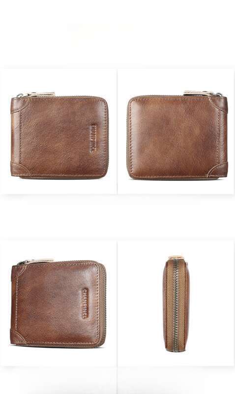 Cowhide Coin Purse, Zipper Wallet, Horizontal Multifunctional Wallet_voghion.com