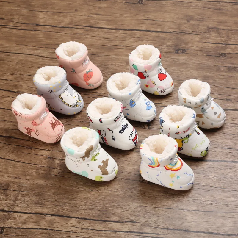 Chaussures antidérapantes pour bébé, nouveau-né, enfant en bas âge, hiver, coton, neige, multicolore, dessin animé, petites bottes pour enfants_voghion.com