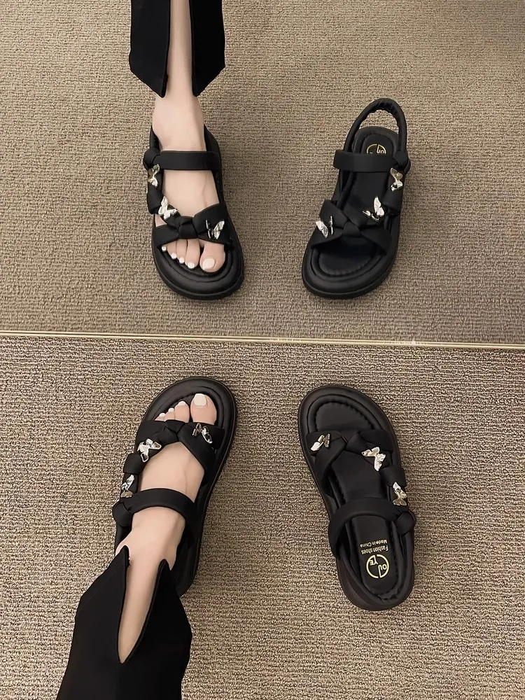Roman Style Butterfly Sandals Comfortable Beach Shoes For Summer_voghion.com