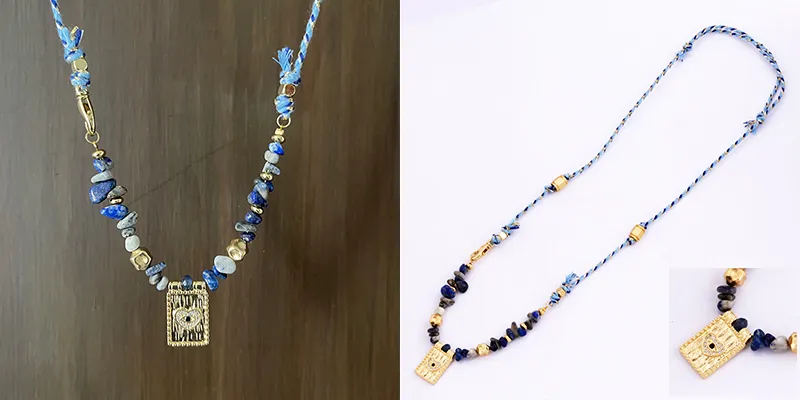 Catene Stile Multi Colore Corda Intrecciata Stella Luna Cuore Mano Occhio Collana Ciondolo Unico Mix Pietra Oro Cordino di Cotone Gioielli_voghion.com