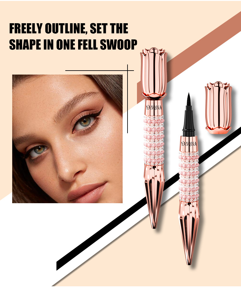 YANQINA Yanqina Scepter su geçirmez, tere dayanıklı, serin siyah renkli eyeliner sıvı kalem_voghion.com