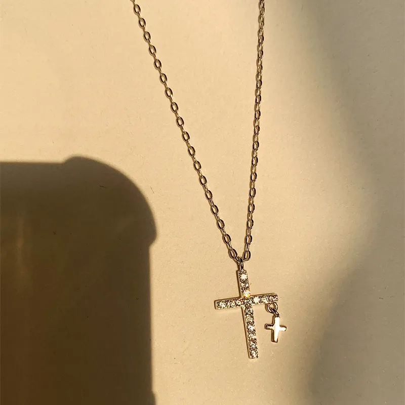 Anheng Halskjeder Glitrende Zirkon Halskjede For Kvinner Mote Elegant Minimalistisk Kors Geometrisk Sommer Kragebeinkjede_voghion.com