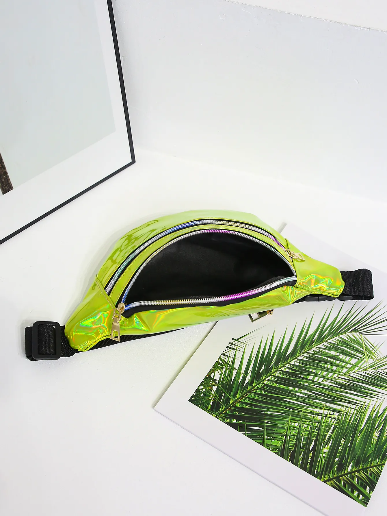 Hoographic Fanny Pack Hoogram Talia Laser PU Plaża Traver Banana Hip Bum Zip Pasy Kobiety Bet Bag Na Imprezę_voghion.com