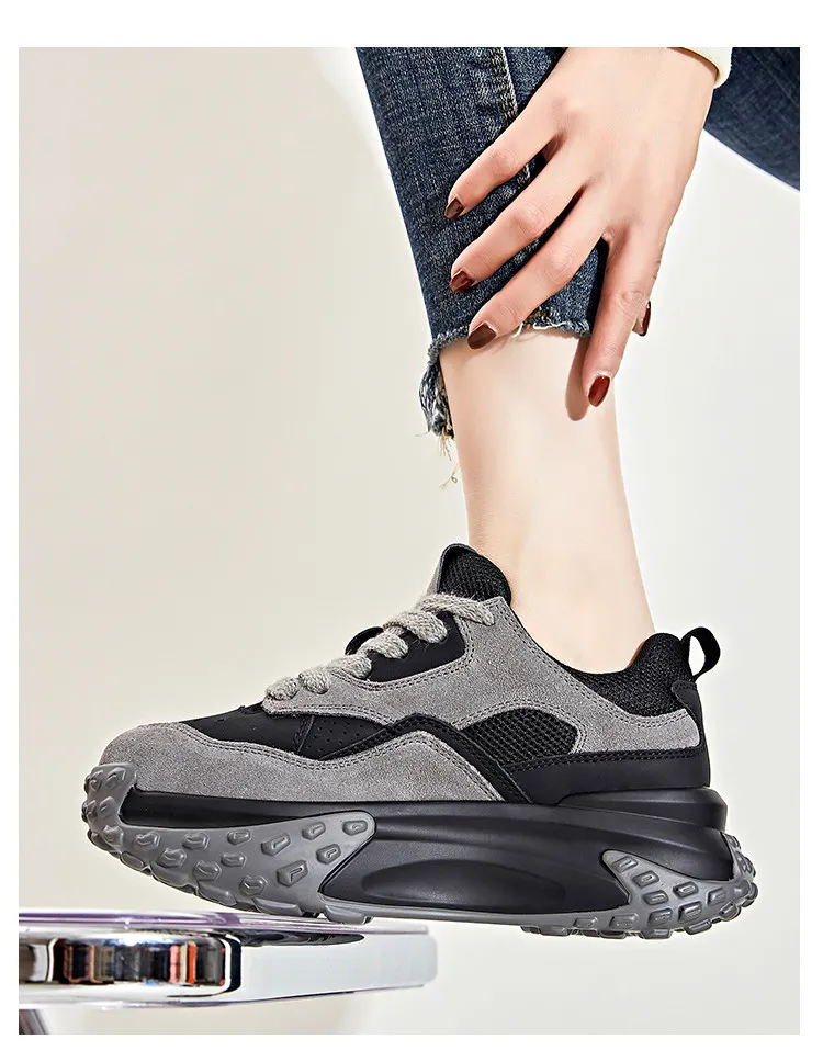 Plateau Sneaker Aus Echtleder Für Damen Bequeme Freizeitschuhe_voghion.com