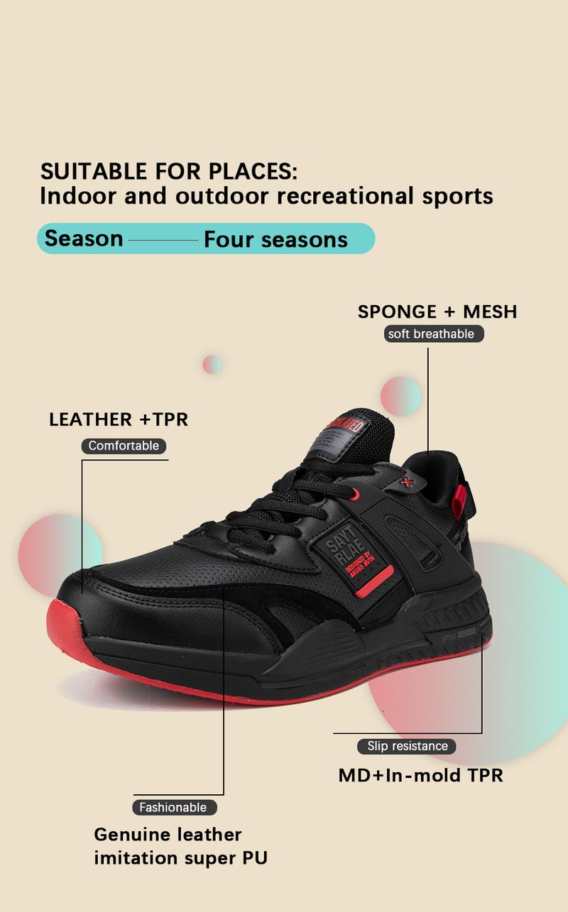 Baasploa Men Sport Leather Casual Fashion Waterproof Lightweight Sneakers Non-slip Walking Shoes Male Sneaker_voghion.com