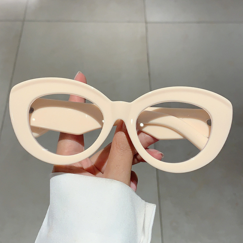 Fengins Fashion Super Cool Cat Eye Design Anti Blue Glasses Frame Street Photography Slimming Simple Versatile Flat_voghion.com