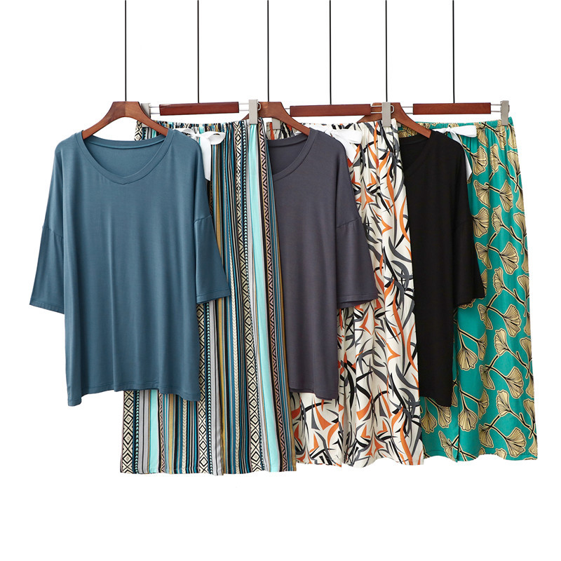 Pigiama donna estivo in modal e cotone set leggero floreale da notte_voghion.com