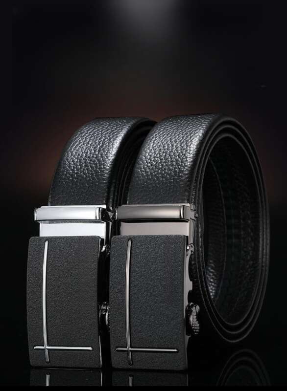 Cintura multifunzione per pantaloni con fibbia automatica in finta pelle di mucca da uomo_voghion.com