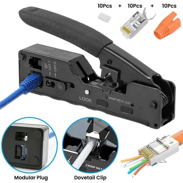 Rj45 Crimping Tool For Cat7 Cat6 Cat5 Network Cables And Wiring_voghion.com