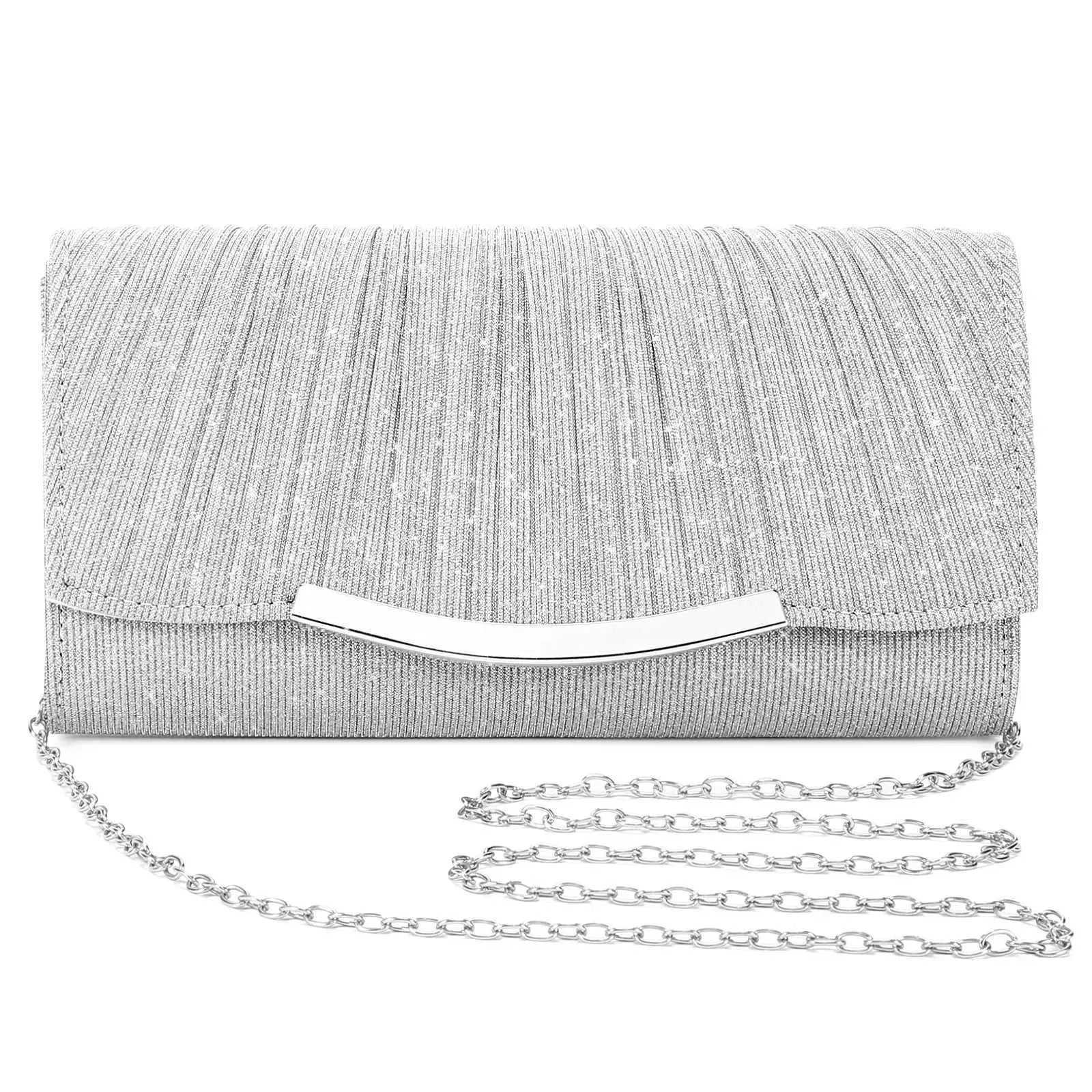Kadın Akşam Parlayan Flaş Çanta Metal Zincir Omuz Çapraz Çanta Düğün Parti Ziyafet Clutch Cüzdan Y241019_voghion.com