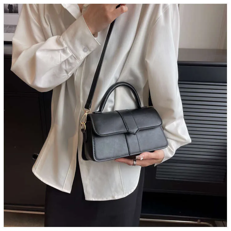 Borsa a tracolla in pelle PU per donna - Borsa a tracolla alla moda Borsa vintage sottobraccio Borsa quadrata (nero)_voghion.com