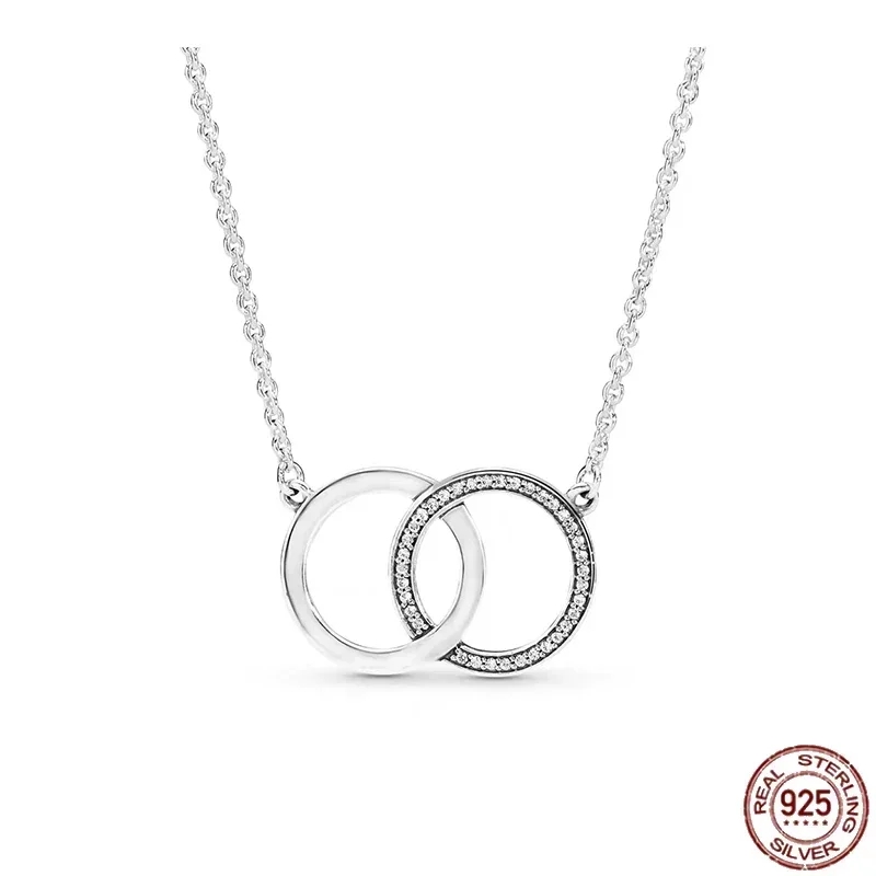 Klassiskt glänsande runt hjärta fyrkantigt hänge halsband hängsmycken_voghion.com