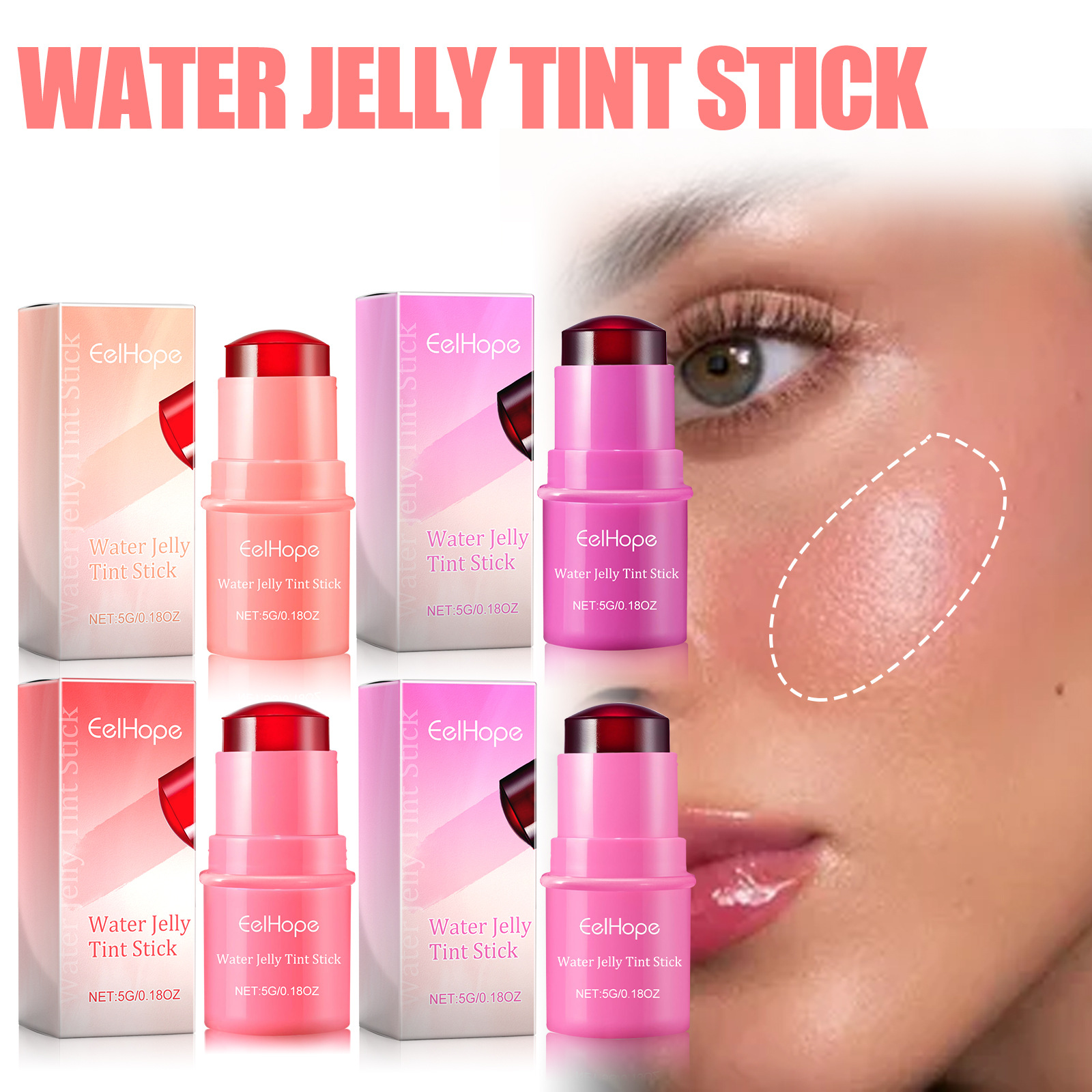 EELHOPE Stick Puder Rouge Aufhellung natürliche dauerhafte matte feuchtigkeitsspendende Lippenfarbe Make-up-Kombination_voghion.com