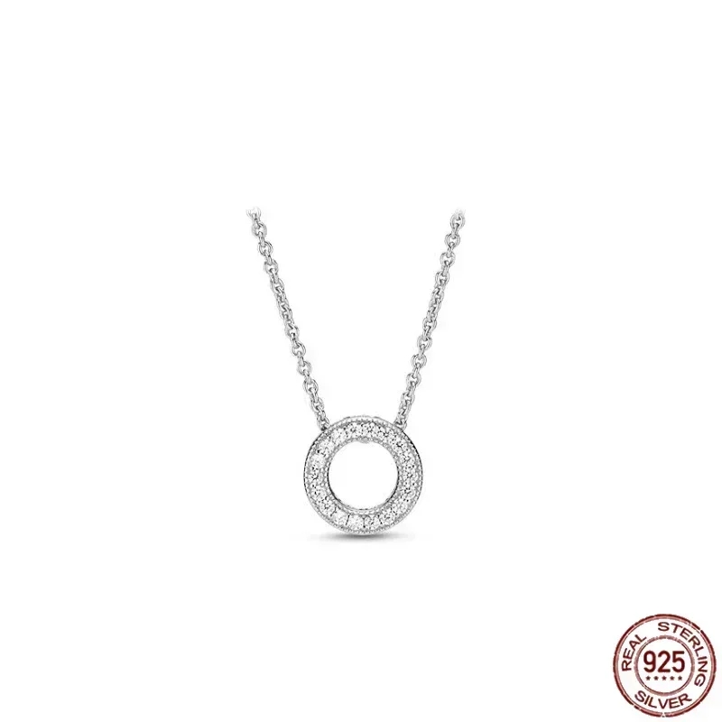 Klassiskt glänsande runt hjärta fyrkantigt hänge halsband hängsmycken_voghion.com