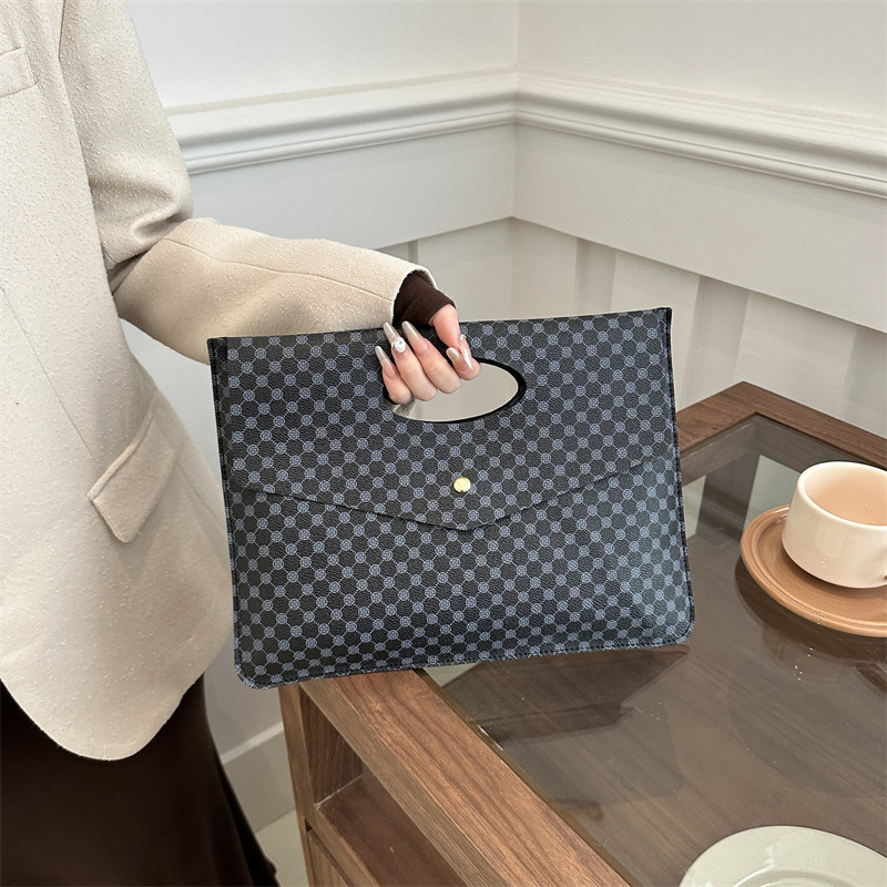 Envelope bag, women's bag, plaid key bag, large capacity envelope bag, casual business Han Chao handbag_voghion.com