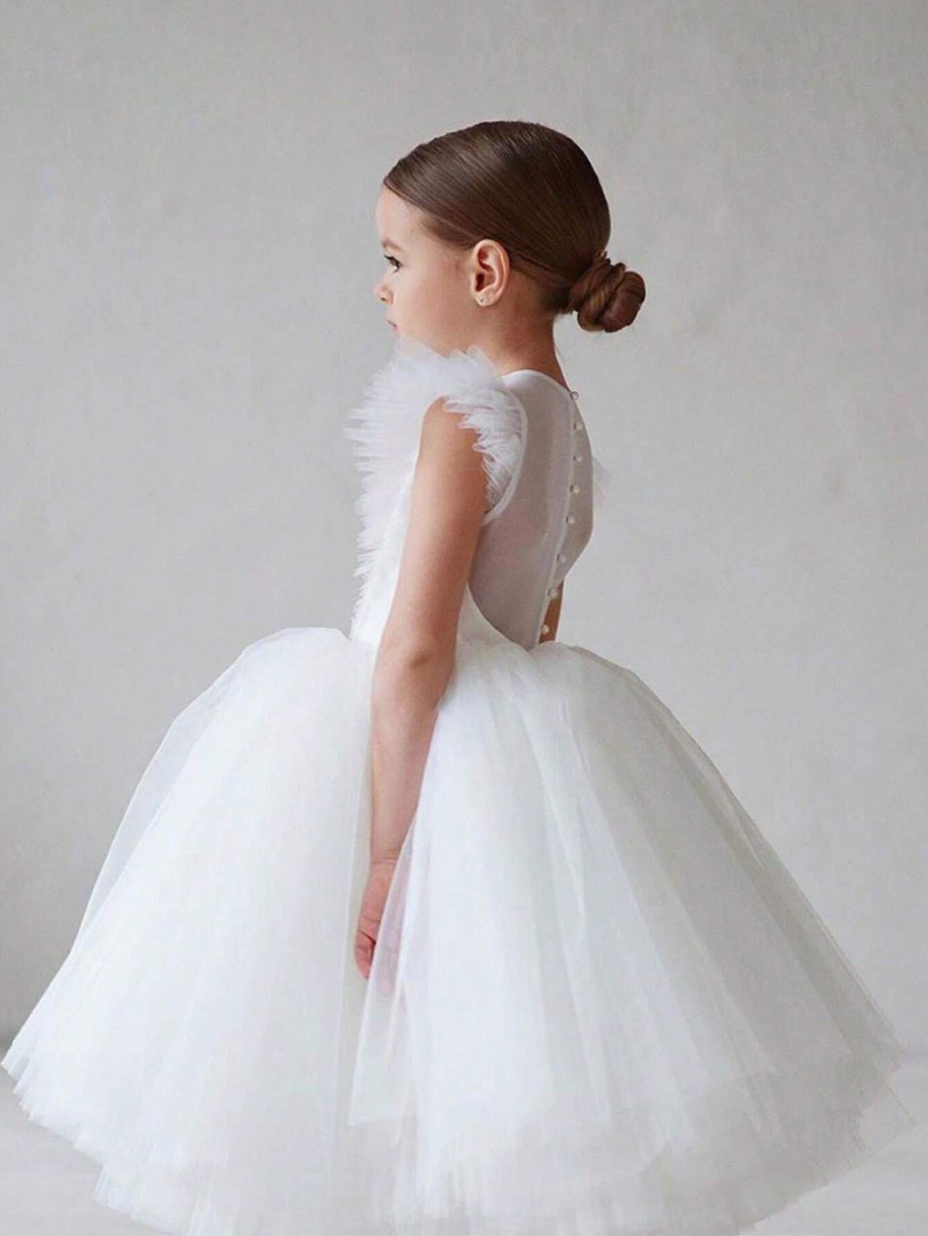 Robe de fête de Noël en tulle pour jeune fille, robe élégante de princesse pour demoiselle d'honneur ou demoiselle d'honneur, robe de bal pour anniversaire ou fête de fin d'année, robe de célébration._voghion.com