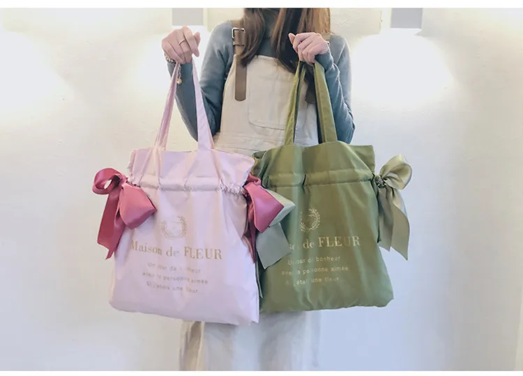 Borsa a tracolla carina da donna, per ragazze adolescenti, con fiocco, per studenti, borsa riutilizzabile, borsa per la spesa da donna, nuova moda_voghion.com