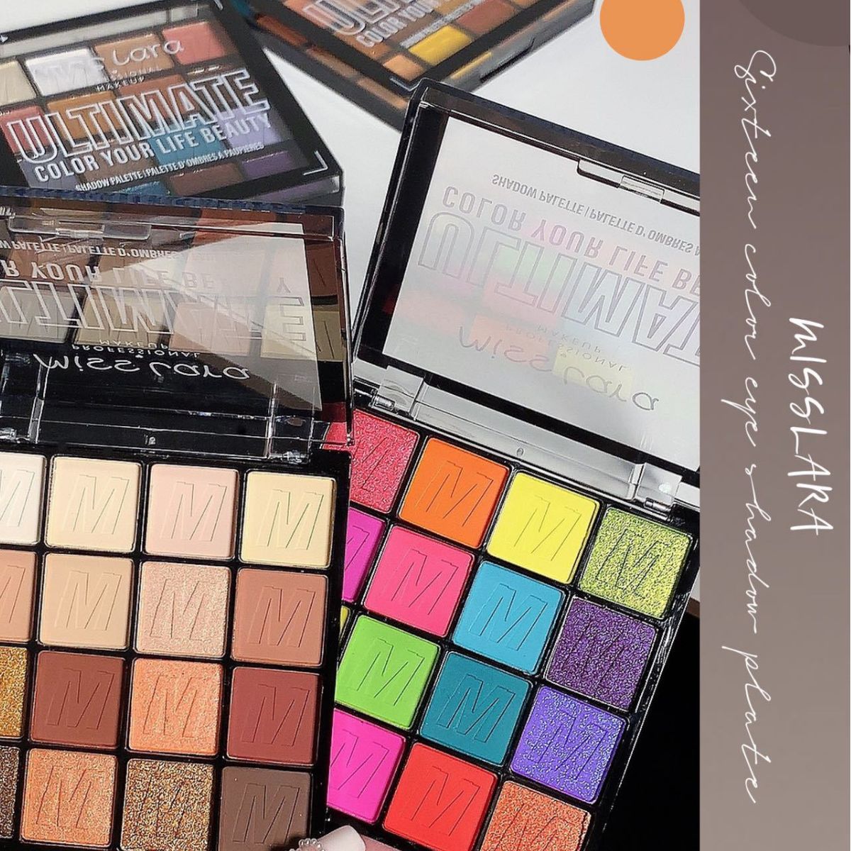 Misslara 16 colori piastra ombretto perlato impermeabile opaco nuova fase trucco paillettes glitter con pennello_voghion.com