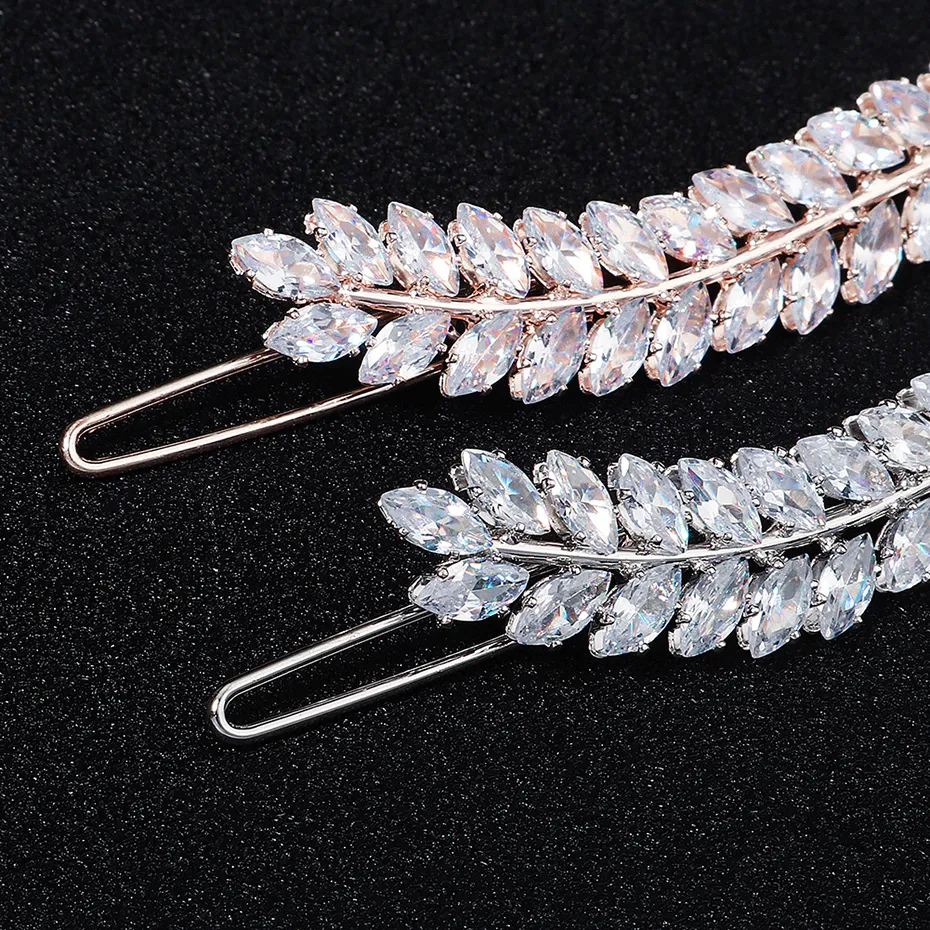 Miallo Modische Haarspange mit Zirkonia, Blatt-Clips für Frauen, Accessoires für Brautjungfern, Hochzeit, Haarschmuck, Party, Braut_voghion.com